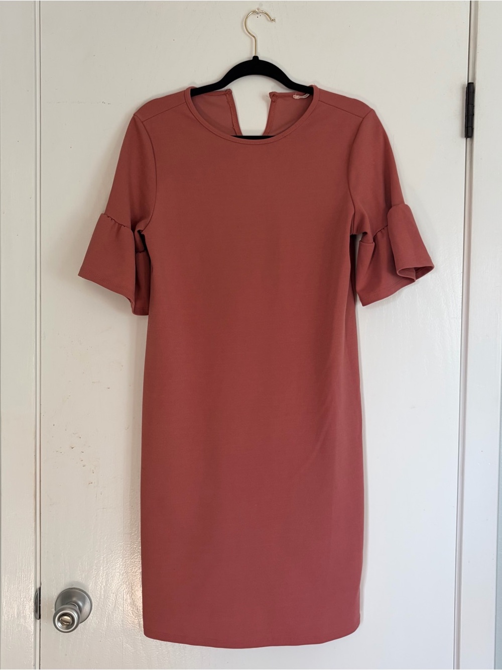 Ruffle Sleeve Midi Dress in Dusty Rose